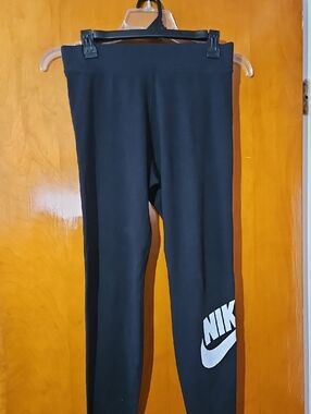 Nike Women's Black Leggings with White Swoosh